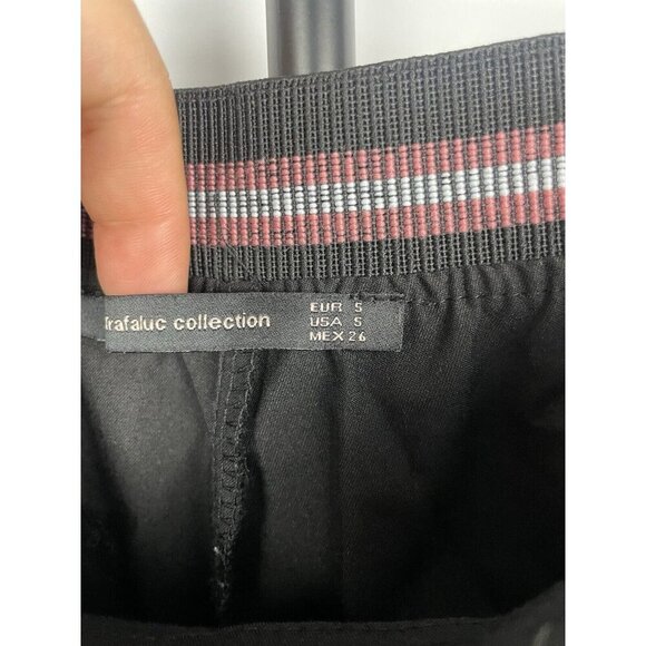 Zara Black Elastic Waist Pleated Tapered Cuffed Ankle Trousers Size S - Picture 4 of 8